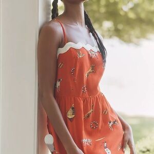 Anthropologie Orange Mini Dress